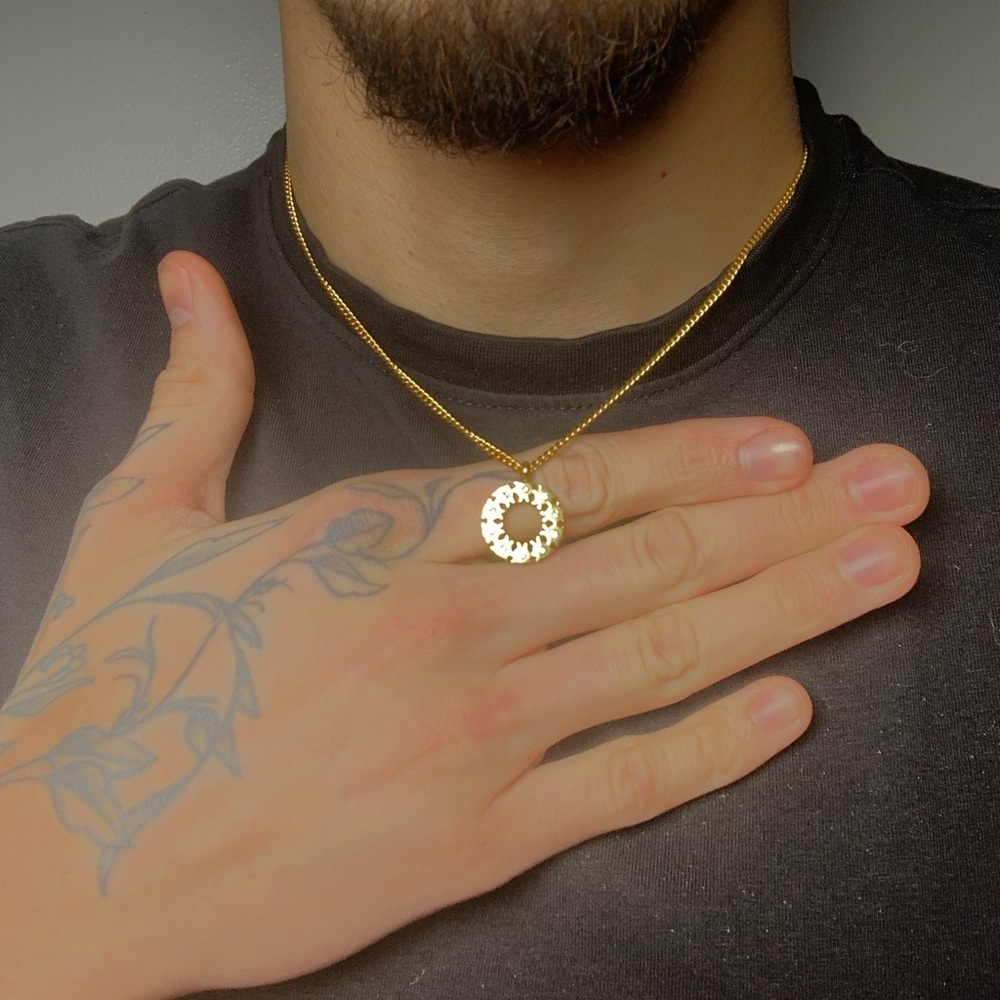 VL483 Gold Plated Pendant Necklace - Gold & Silver - Picture 2 of 3